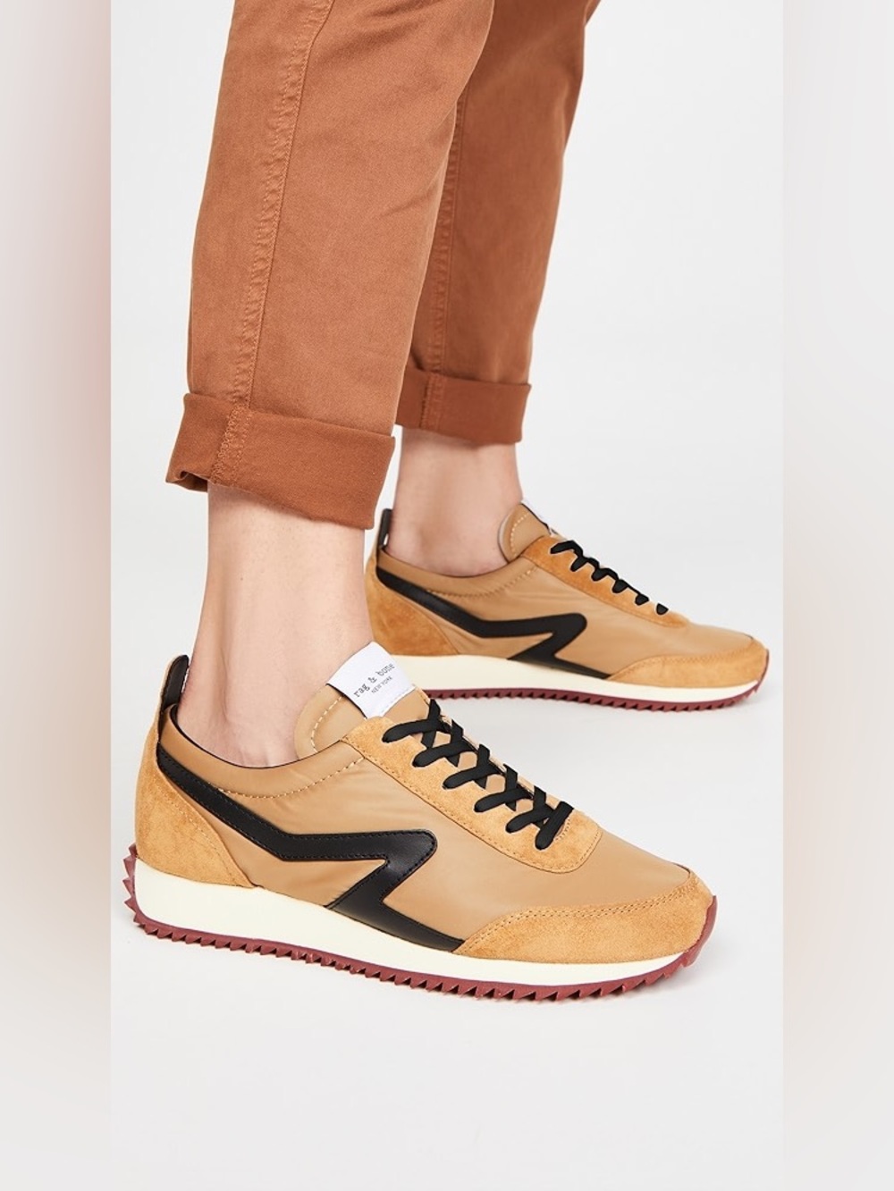 Rag & Bone Retro Runners Low Top Sneakers Size 8 Mustard‎ Black